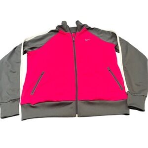 Nike Track Jacket‎ Womens XL Pink Gray Full Zip Athletic Dept Colorblock